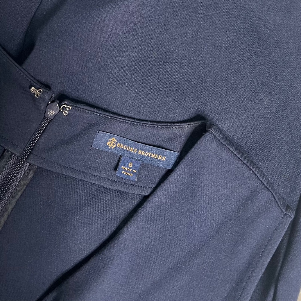 EUC [Brooks Brothers] Navy Blue Essential Stretch Classic Midi Dress | 6 Small - Picture 5 of 13